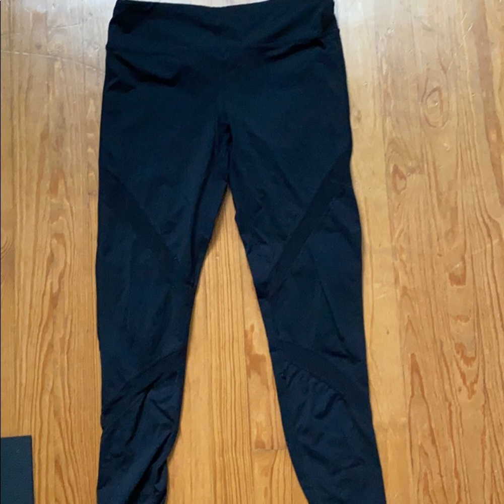 Black Leggings with Mesh Detail